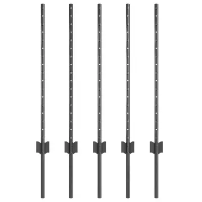 vidaXL Steber ograje. 5 pcs Siva 80 cm Jeklo