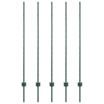 vidaXL Steber ograje. 5 pcs Zelena 140 cm Jeklo