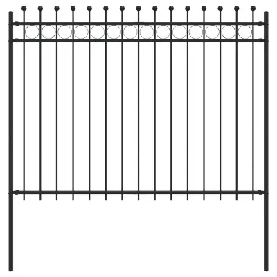vidaXL Obročasta ograja Črna 200 x 200 cm Prašno lakirano jeklo