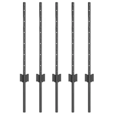 vidaXL Steber ograje. 5 pcs Siva 60 cm Jeklo