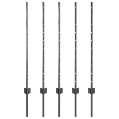 vidaXL Steber ograje. 5 pcs Siva 100 cm Jeklo