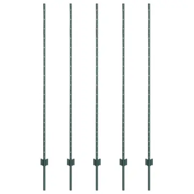 vidaXL Steber ograje. 5 pcs Zelena 160 cm Jeklo