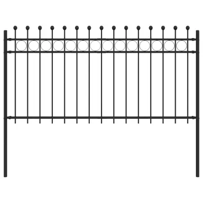 vidaXL Obročasta ograja Črna 200 x 150 cm Prašno lakirano jeklo