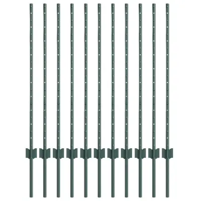 vidaXL Steber ograje. 11 pcs Zelena 100 cm Jeklo