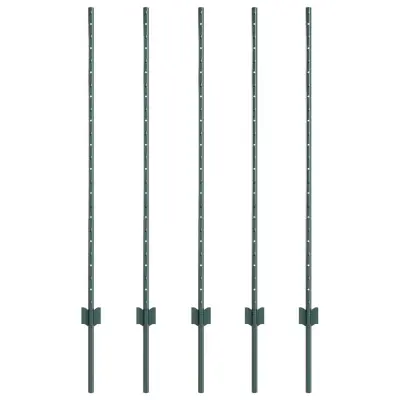 vidaXL Steber ograje. 5 pcs Zelena 120 cm Jeklo