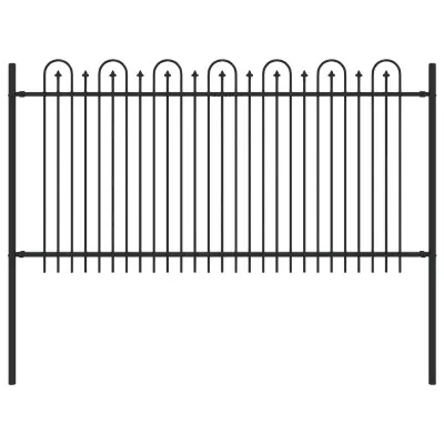 vidaXL Spike Lok Ograja Črna 200 x 150 cm Prašno lakirano jeklo