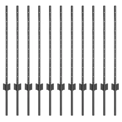 vidaXL Steber ograje. 11 pcs Siva 80 cm Jeklo