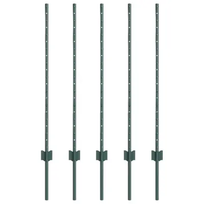 vidaXL Steber ograje. 5 pcs Zelena 140 cm Jeklo