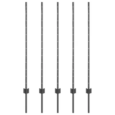 vidaXL Steber ograje. 5 pcs Siva 120 cm Jeklo