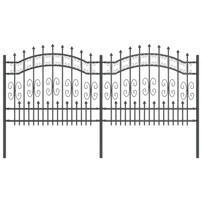 vidaXL Vrtna ograja Siva 240 x 140 cm Jeklo s prašnim premazom