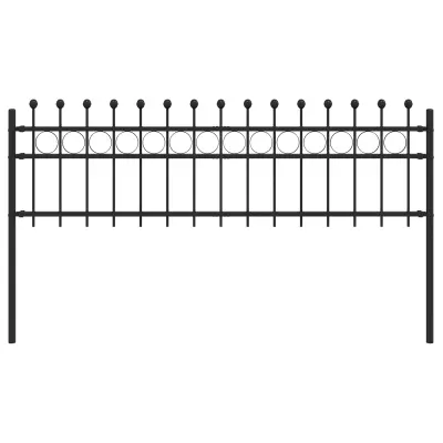 vidaXL Obročasta ograja Črna 200 x 130 cm Prašno lakirano jeklo