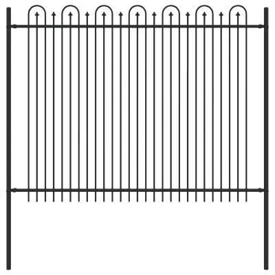 vidaXL Spike Lok Ograja Črna 200 x 200 cm Prašno lakirano jeklo