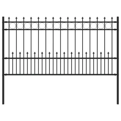 vidaXL Spike obroč ograje Črna 200 x 150 cm Prašno lakirano jeklo