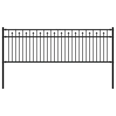 vidaXL Spike Fence Črna 200 x 110 cm Prašno lakirano jeklo