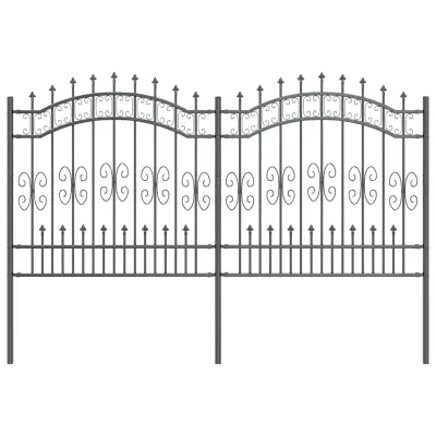 vidaXL Vrtna ograja Siva 240 x 166 cm Jeklo s prašnim premazom