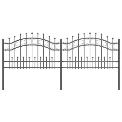 vidaXL Vrtna ograja Siva 240 x 118 cm Jeklo s prašnim premazom