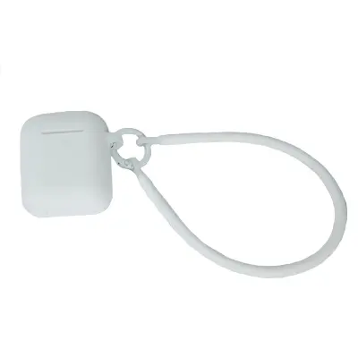 Bluetooth etui z vrvico za AirPods Pro – silikonski protizgubni bel pokrov