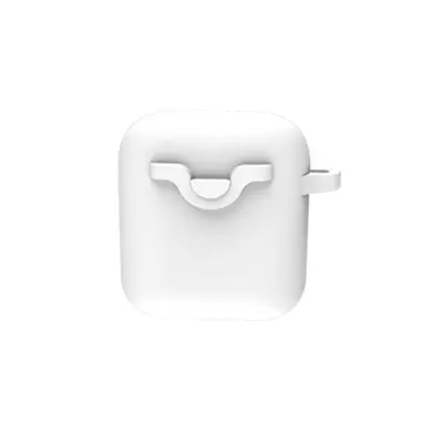 Silicone Bluetooth Earphone Case Compatible with AirPods 1/2 - Shockproof White Protective Cover with Snap Buckle