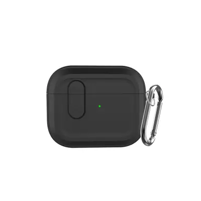 Bluetooth etui za slušalke, združljivo z AirPods Pro 3, magnetno silikonsko z obeskom Black