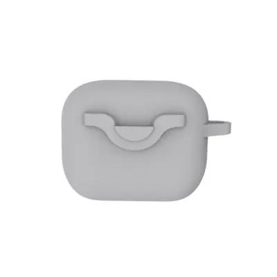 Silicone Protective Case Compatible with AirPods 3rd Generation - Shockproof Grey Soft Shell with Buckle