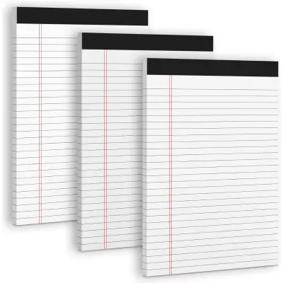 A4 Lined Tear-Off Notepad Pack of 4 — 50 Sheets Each, White Paper