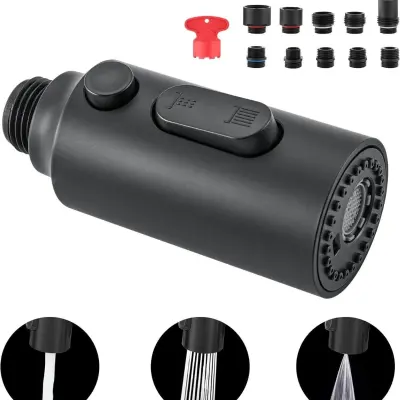 Zasukljiv razpršilec za pipo z več načini pršenja in podaljškom Black