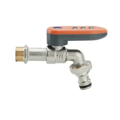 Zunanja pipa z zaklepanjem - 1/2x1/2 oranžen plastični ročaj z šobo