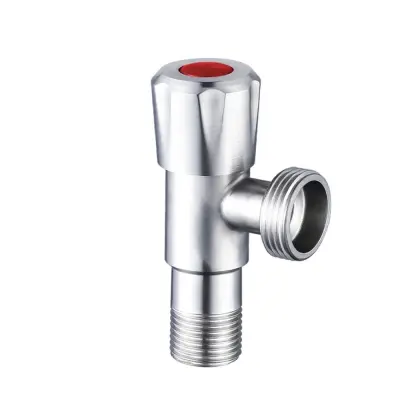 Visokopretočni trosmerni kotni ventil iz nerjavečega jekla 304 - 1/2" vhod, 3/4" izhod