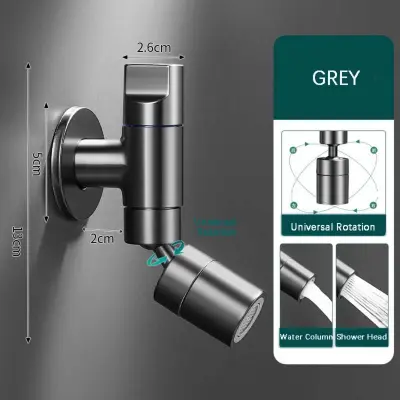 Universalni vrtljiv pipo 360° iz nerjavečega jekla – Hitro odpiranje za vedra in pralni stroj Gray