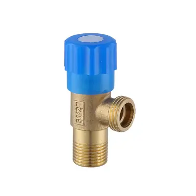 Podaljšan odebeljen univerzalni kotni ventil z modrim kolesom - medeninast