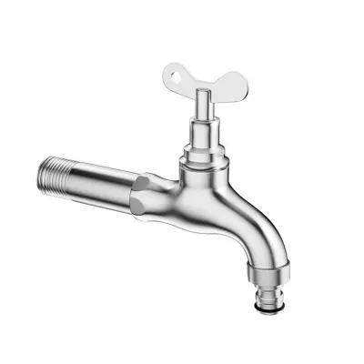 Zunanja pipa s ključavnico - srednje dolga 13 cm pipa iz nerjavečega jekla