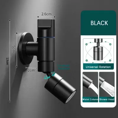 Universalni vrtljiv pipo 360° iz nerjavečega jekla – Hitro odpiranje za vedra in pralni stroj Black