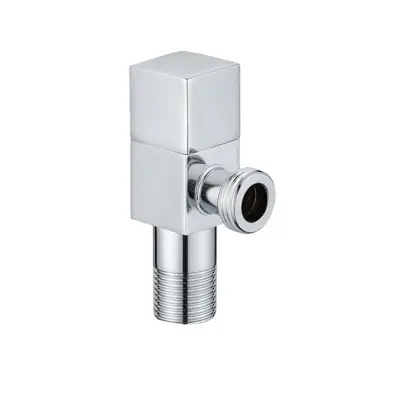 Kvadratni kotni ventil iz nerjavečega jekla - srebrn zaključek, visok pretok