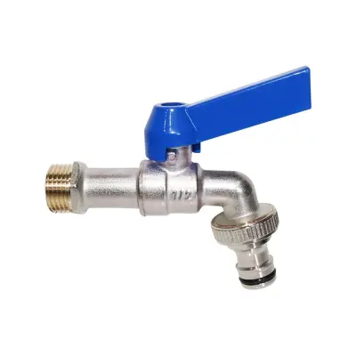 3/4" Bakrena Pipa za Pralni Stroj - Modra Enojna Izhodna Pipa