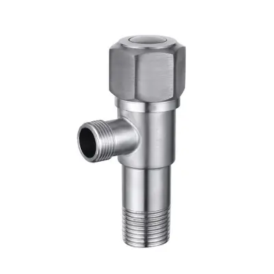Visokopretočni trosmerni kotni ventil iz nerjavečega jekla 304 - 1/2" vhod, 3/8" izhod