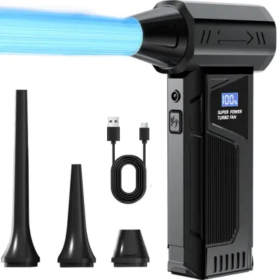 Ročni prenosni zračni puhalnik z LED zaslonom in nastavljivo hitrostjo vetra Black