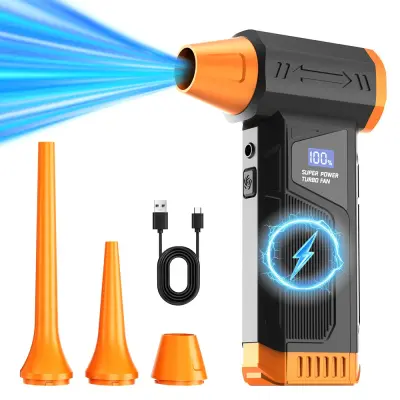 Ročni prenosni zračni puhalnik z LED zaslonom in nastavljivo hitrostjo vetra Orange