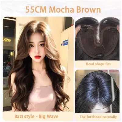 Mocha Brown Big Wave Lasulja - 55cm Bazi Slog, Brez Mrežice