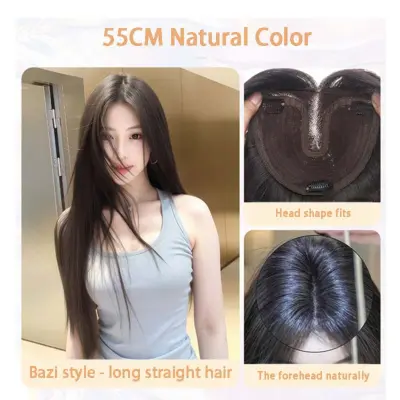 Eleganten Črn Dolg Raven Lasulja – Naravna Barva – 55 cm z Resicami