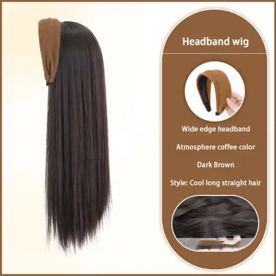 Naglavna lasulja Dolgi ravni lasje - visokotemperaturna vlakna, naravna in puhasta DarkBrown