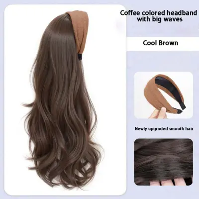 Naglavni Trak Lasulja - Dolgi Valoviti Lasni Podaljšek s Trakom Brown