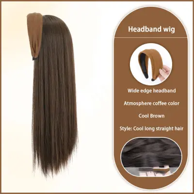 Naglavna lasulja Dolgi ravni lasje - visokotemperaturna vlakna, naravna in puhasta Brown