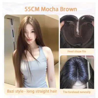 Elegantna Boginja Mocha Rjava 55cm Dolga Ravna Lasulja - Ne Potrebujete Mrežice