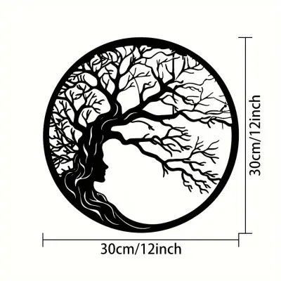 Črna Kovinska Stenska Umetnina Drevo Življenja - Dekoracija za dnevno sobo in spalnico