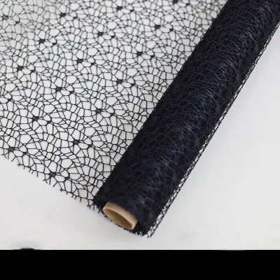 2 Zvitka Pisane Žakarske Mreže s Cvetličnim Vzorcem - 50 cm x 4.5 m Black