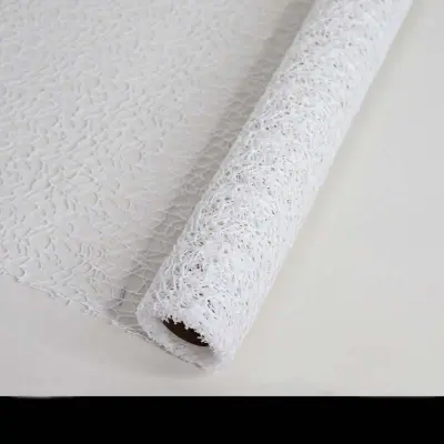 2 Zvitka Pisane Žakarske Mreže s Cvetličnim Vzorcem - 50 cm x 4.5 m White