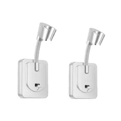 Adjustable No-Drill Shower Head Holder 2-Pack — Universal 4/5" Connector White