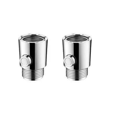 One-Touch Shower Stop Valve Connector (2-Pack) — Silver ABS Quick Shut-Off Adapter