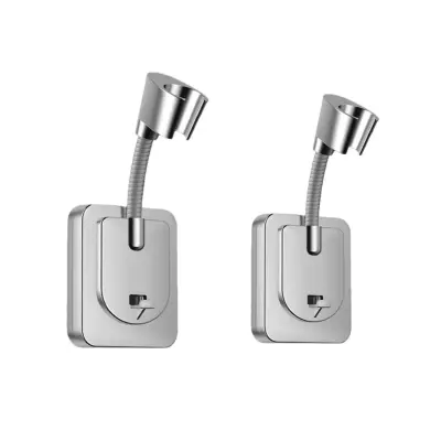Adjustable No-Drill Shower Head Holder 2-Pack — Universal 4/5" Connector Silver