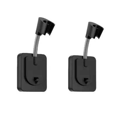 Adjustable No-Drill Shower Head Holder 2-Pack — Universal 4/5" Connector Black